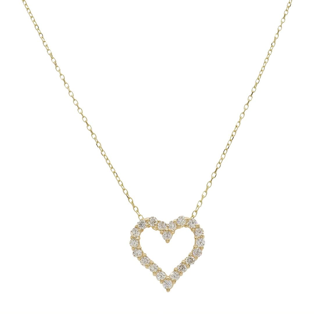 14 Karat Gold & Diamond Open Heart Necklace 18″ – 0.50 Carats