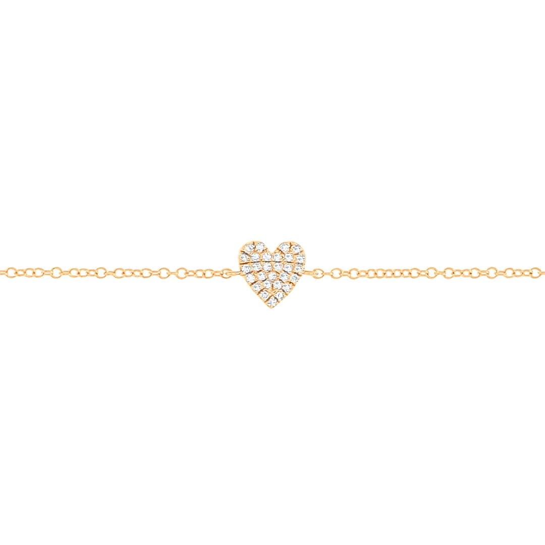 14 Karat Gold 7″ Diamond Heart Bracelet