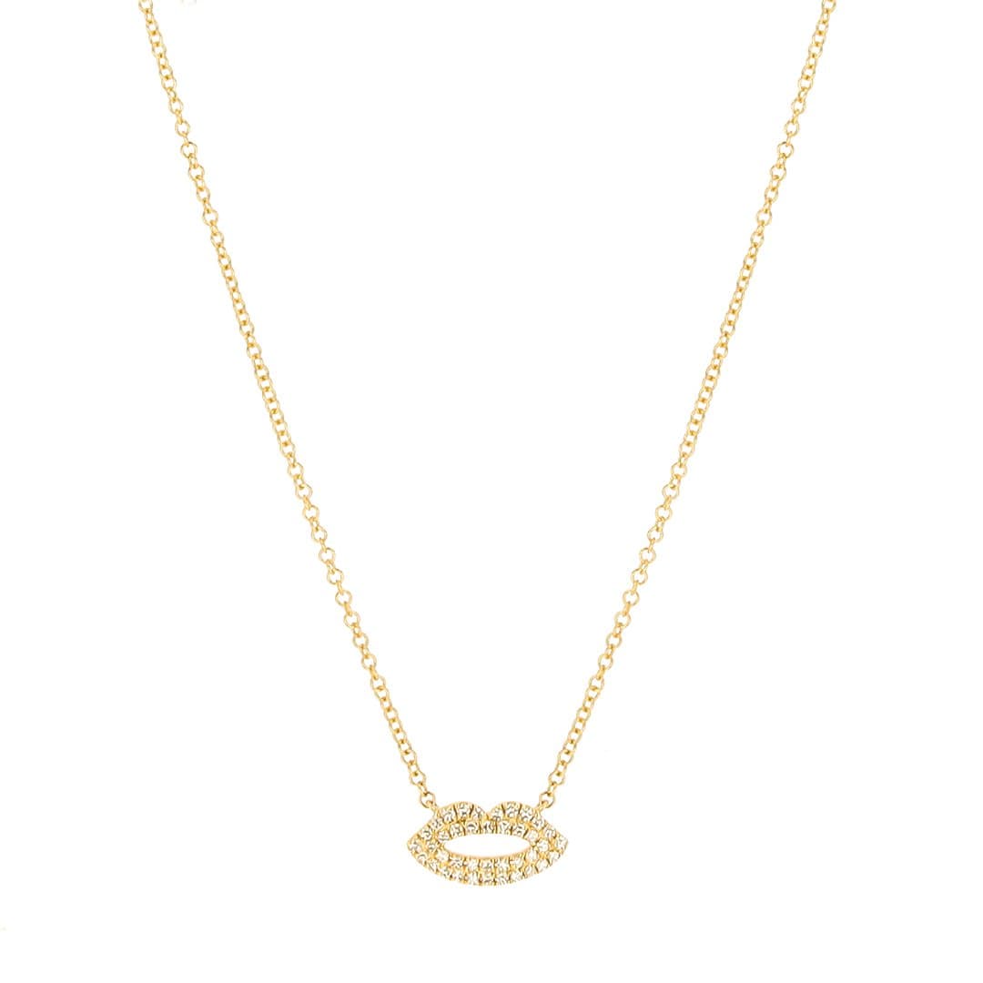 14 Karat Gold & Diamond 18″ Lips Pendant Necklace