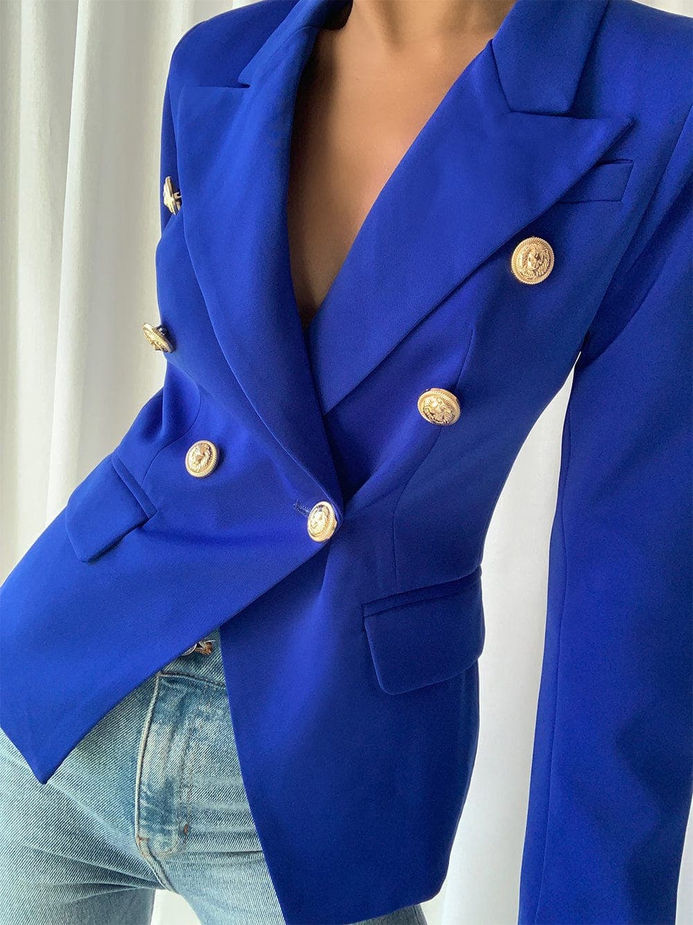 Cotton Double-Breasted Blazer thumbnail 2