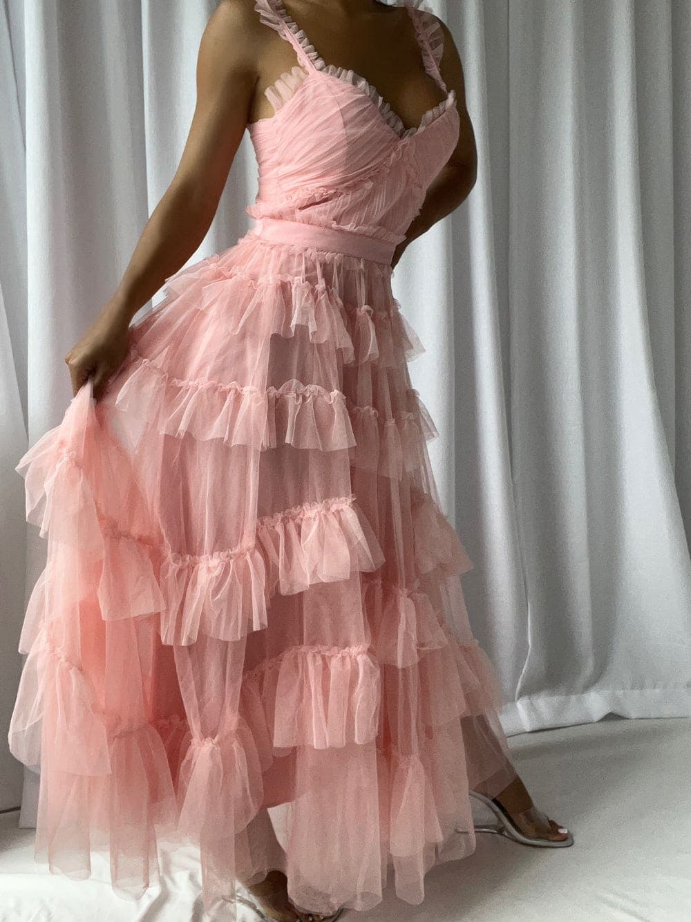 NILA Tulle Maxi Dress in Pink thumbnail 2