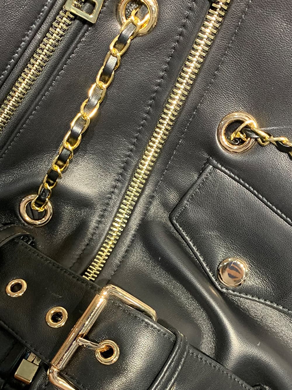 SAKURA Chain Biker Leather Jacket thumbnail 4