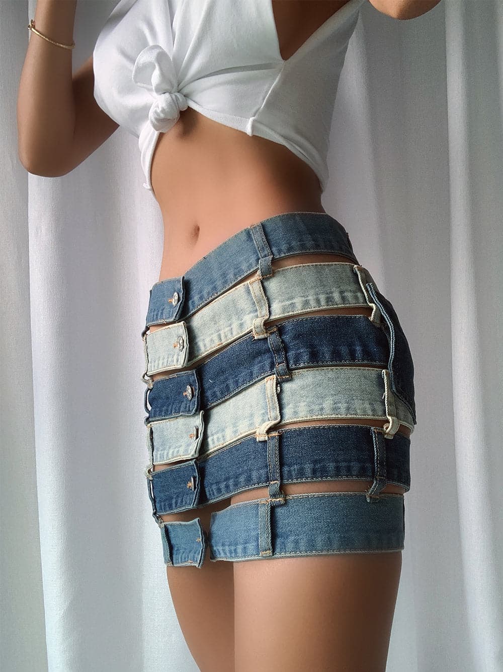 Patchwork Denim Skirt thumbnail 2