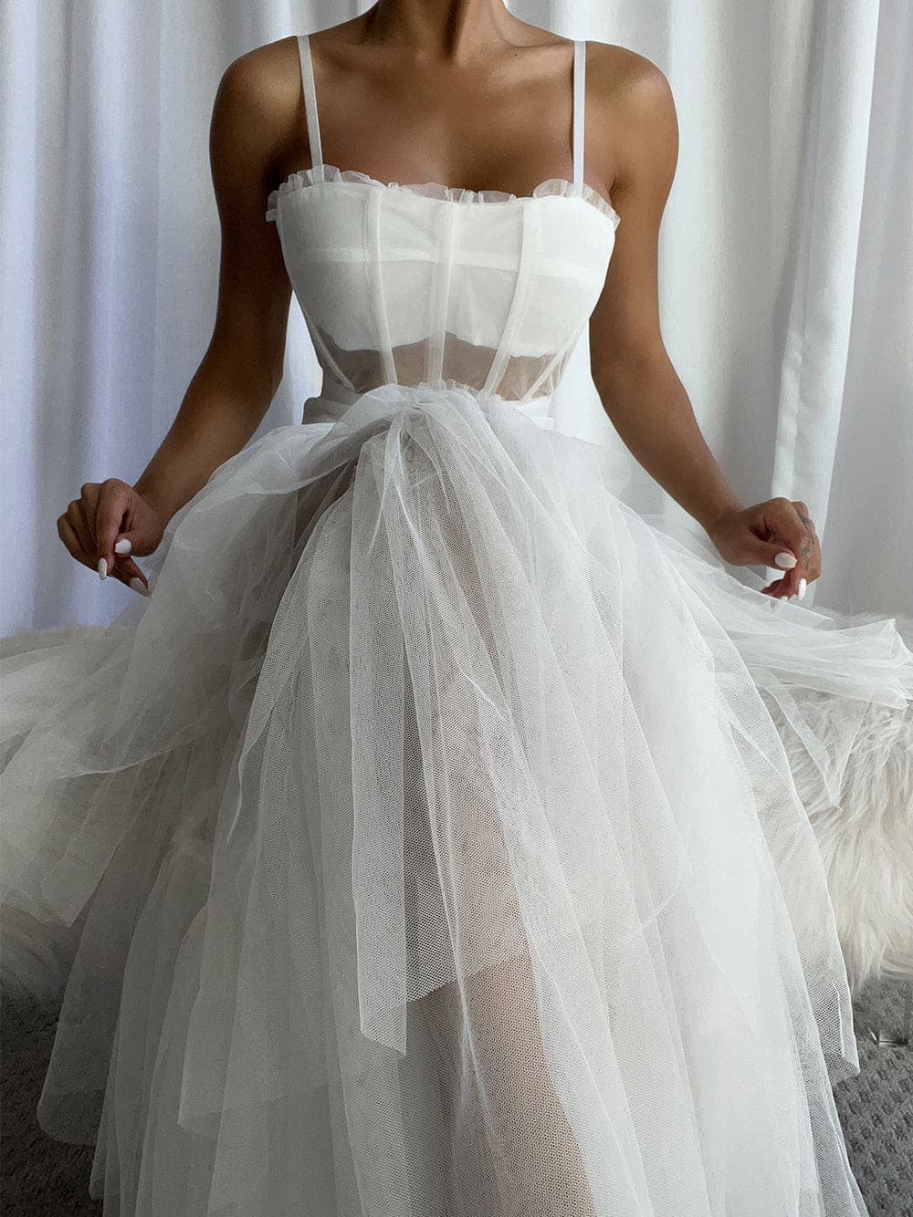 DIDA Tulle Dress in White thumbnail 2