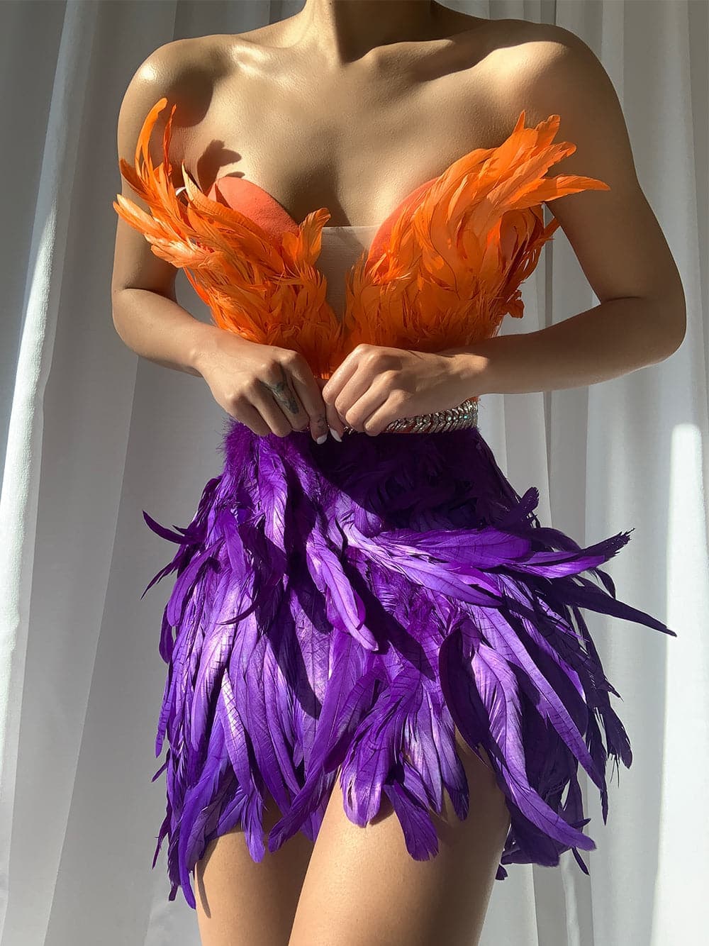 OSCA Feathers Mini Dress thumbnail 2
