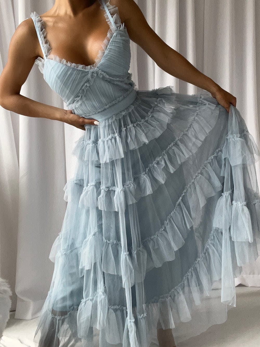 NILA Tulle Maxi Dress in Columbia thumbnail 2