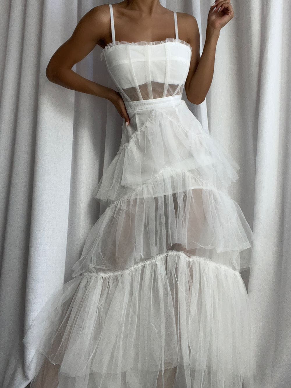 DIDA Tulle Dress in White thumbnail 3