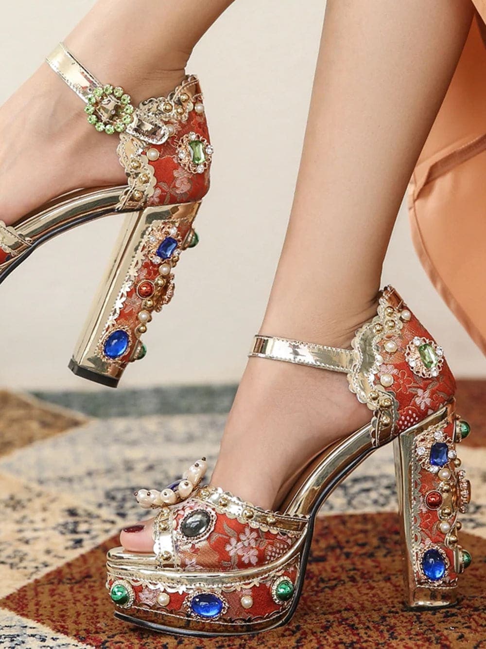 PALAIS Rhinestone Embellished Block Heels thumbnail 4