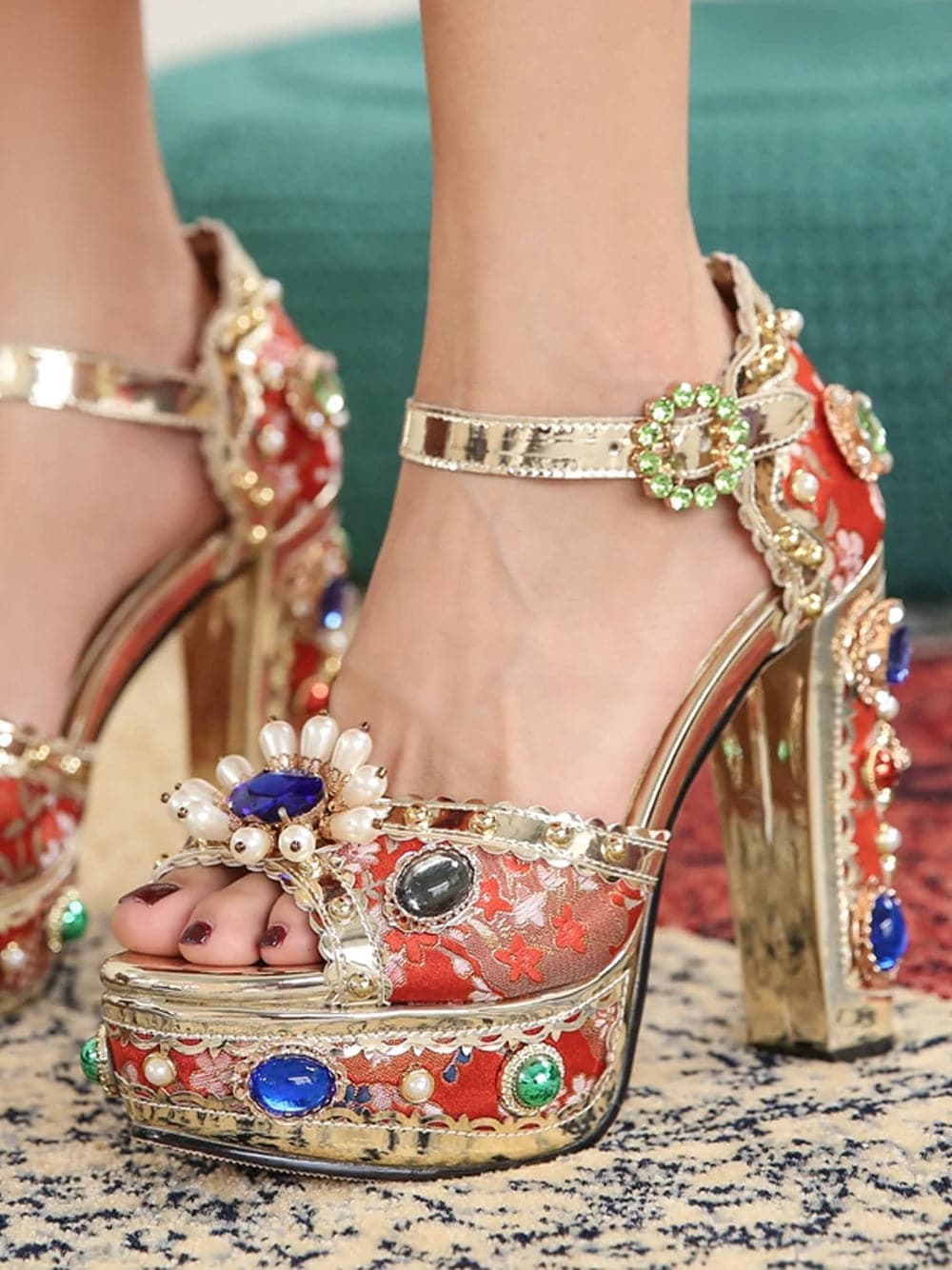 PALAIS Rhinestone Embellished Block Heels thumbnail 2