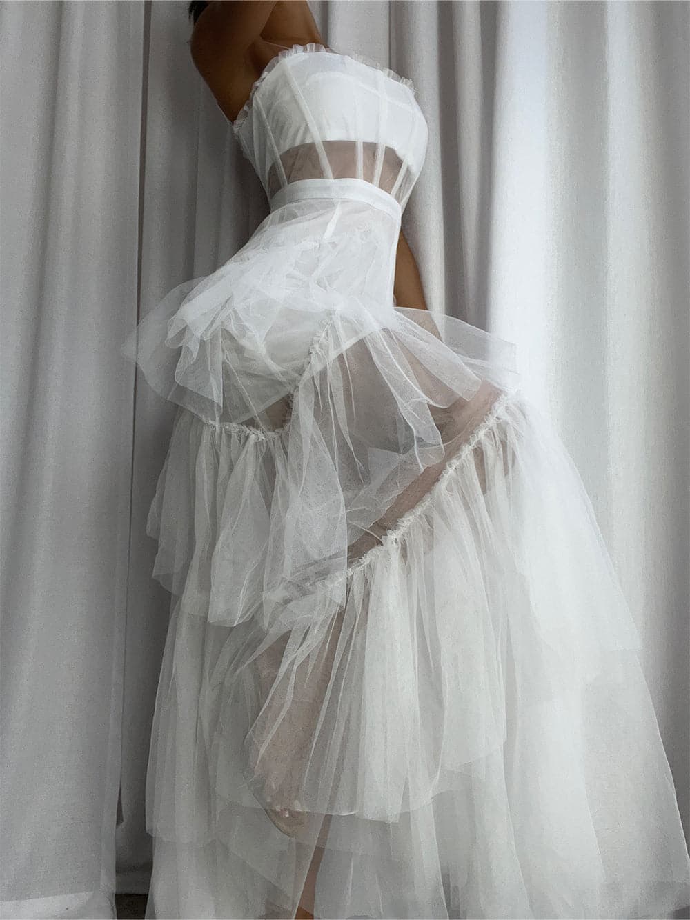 DIDA Tulle Dress in White thumbnail 4