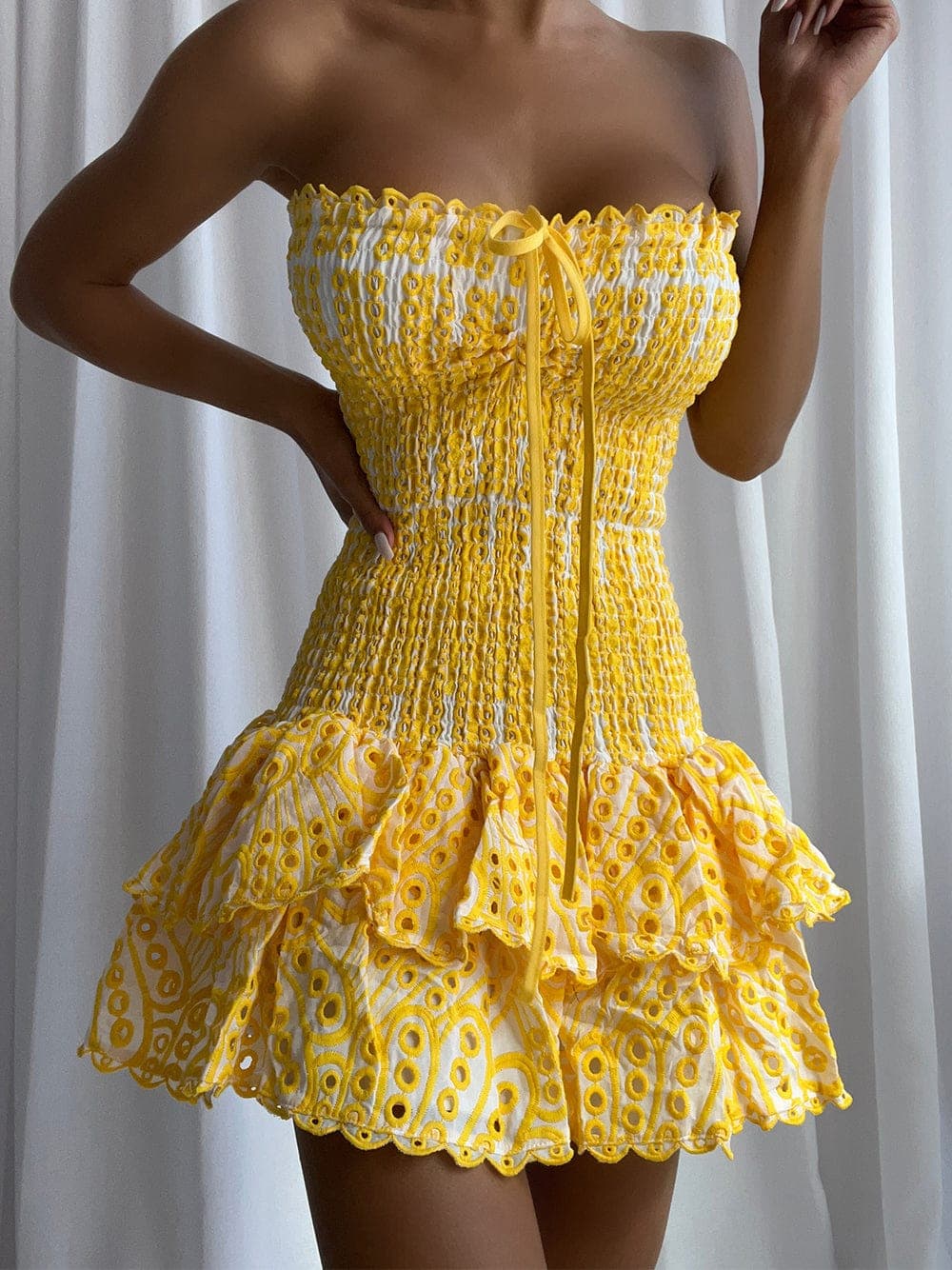 BIANNE Mini Dress in Yellow thumbnail 3