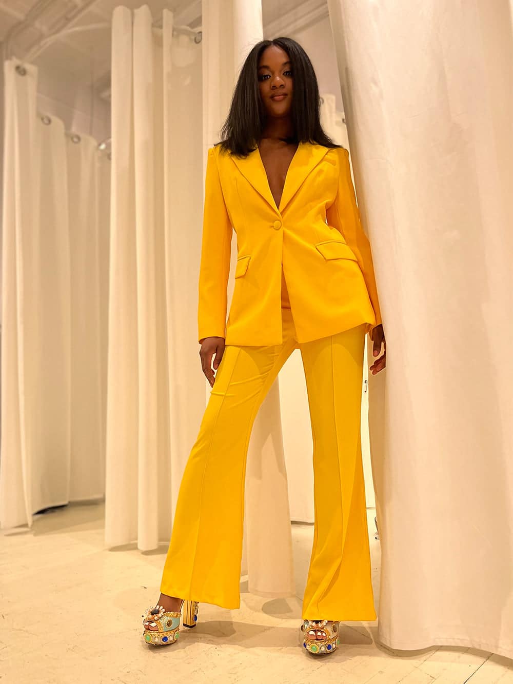 212 Blazer & Pants Set in Yellow thumbnail 4