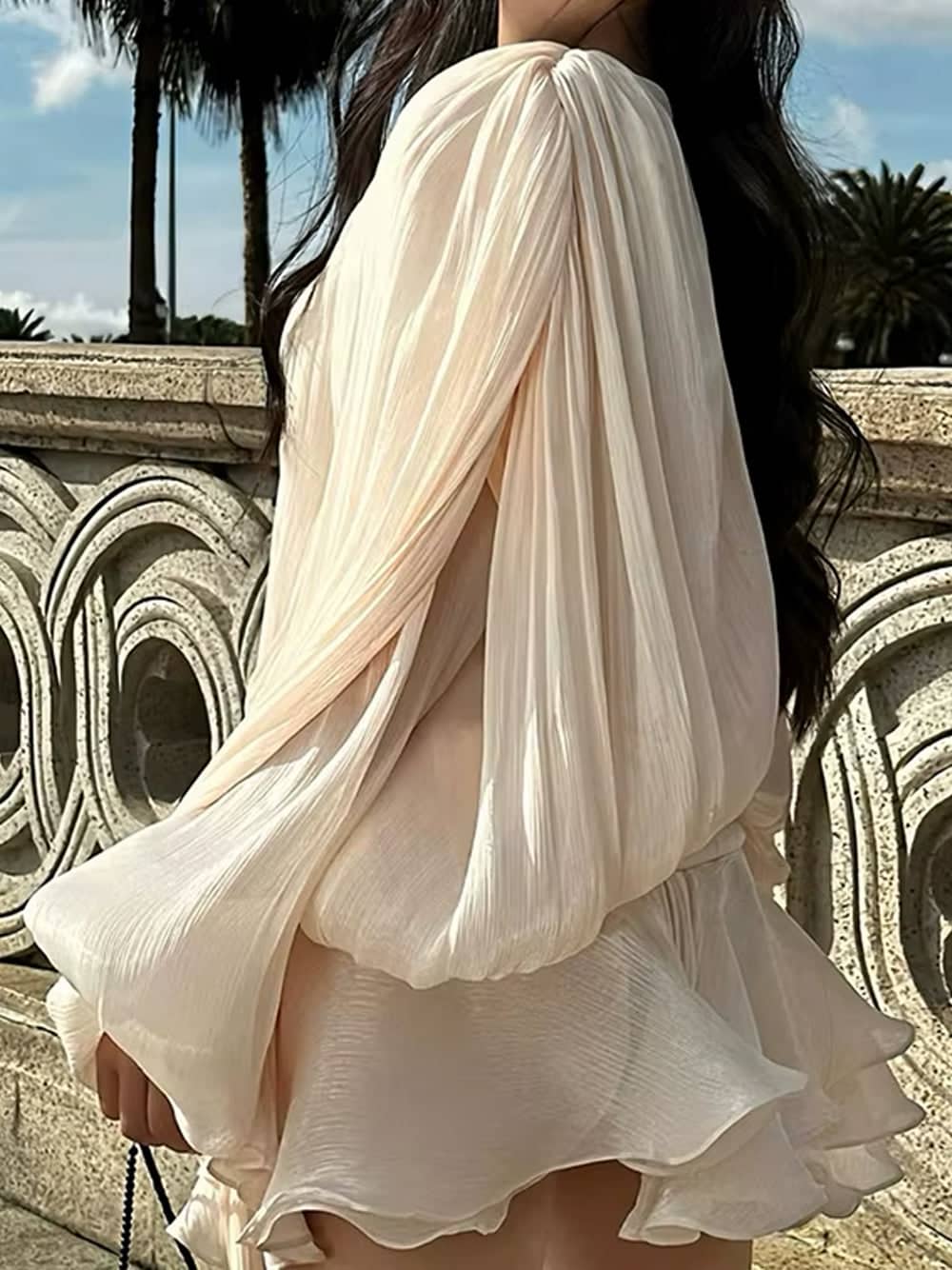 SSEE Ruffle Mini Dress in Apricot thumbnail 4