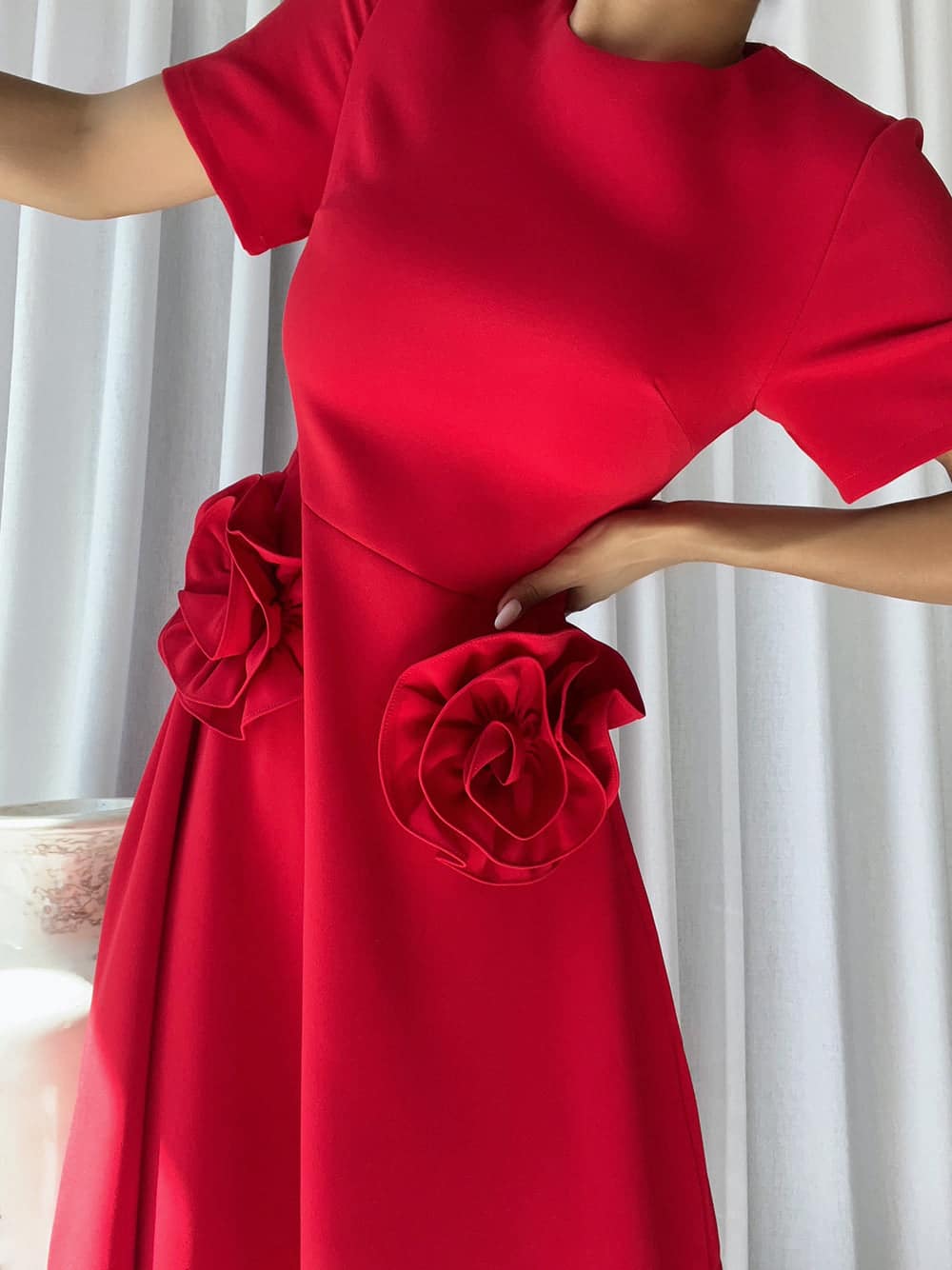 ORCHESTA Roses Midi Dress in Red thumbnail 2