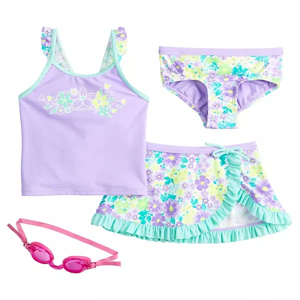 Girls 4-6x ZeroXposur Prairie Perfect Tankini, Bottoms & Cover-Up Skirt Swimsuit Set