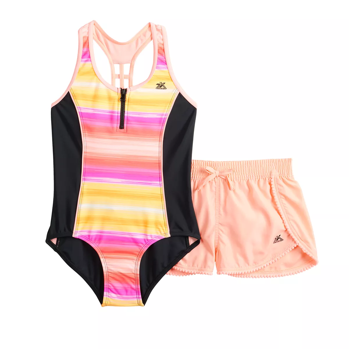Girls 7-20 ZeroXposur Mist One-Piece & Cover-Up Shorts Swimsuit Set