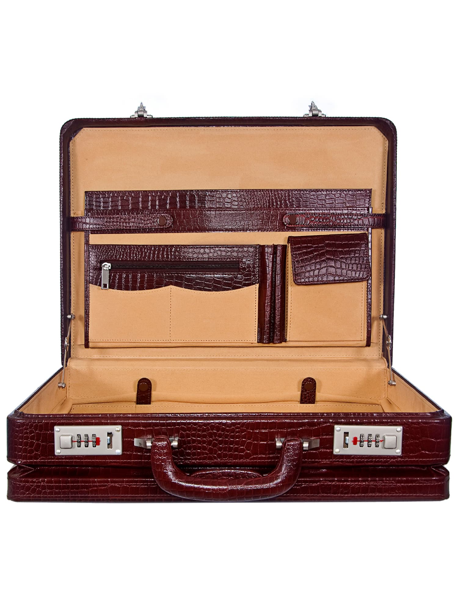 ZINT MEN HARD EXPANDABLE BRIEFCASE GENUINE LEATHER ATTACHE DOCTOR LAWYER BAG VINTAGE STYLE