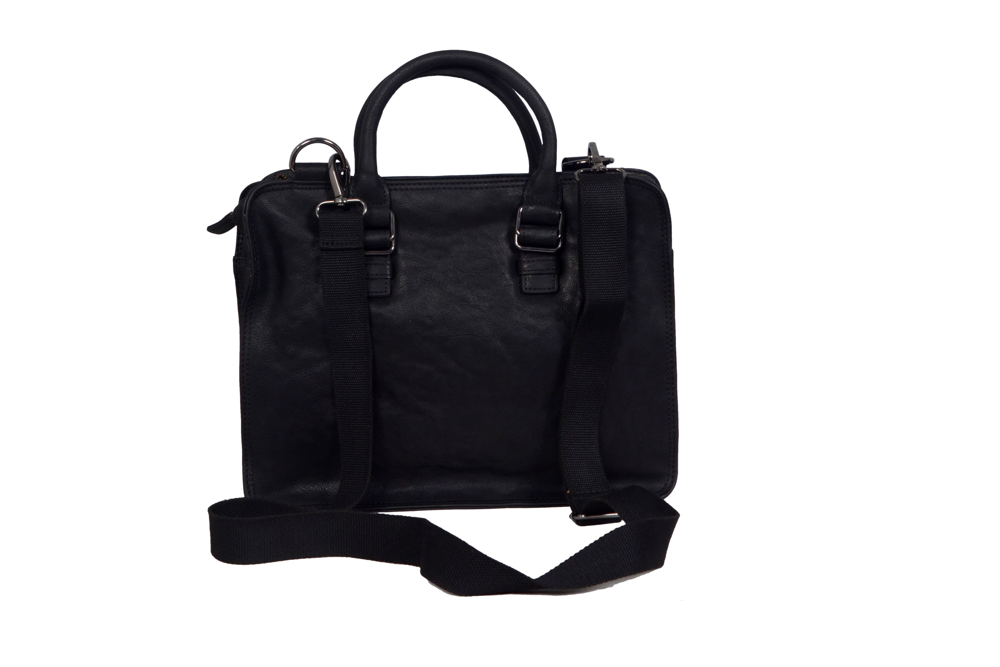 ZINT Men’s Genuine Leather Briefcase Laptop Bag/Messenger Bag/Portfolio Bag (Black)