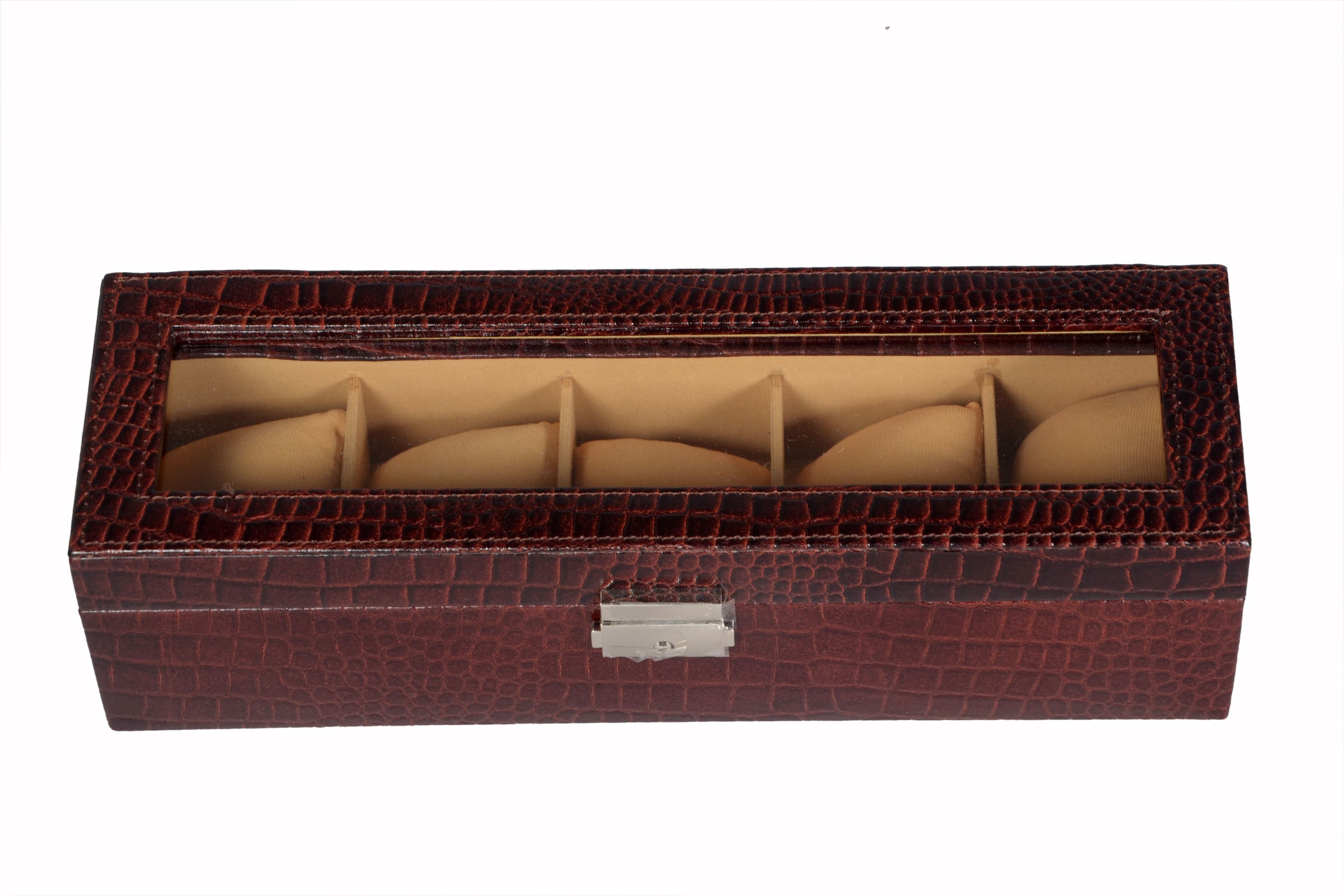 ZINT 5 Slot Watch Case Genuine Leather Travel Jewelry Box Bracelet Organizer Display thumbnail 2