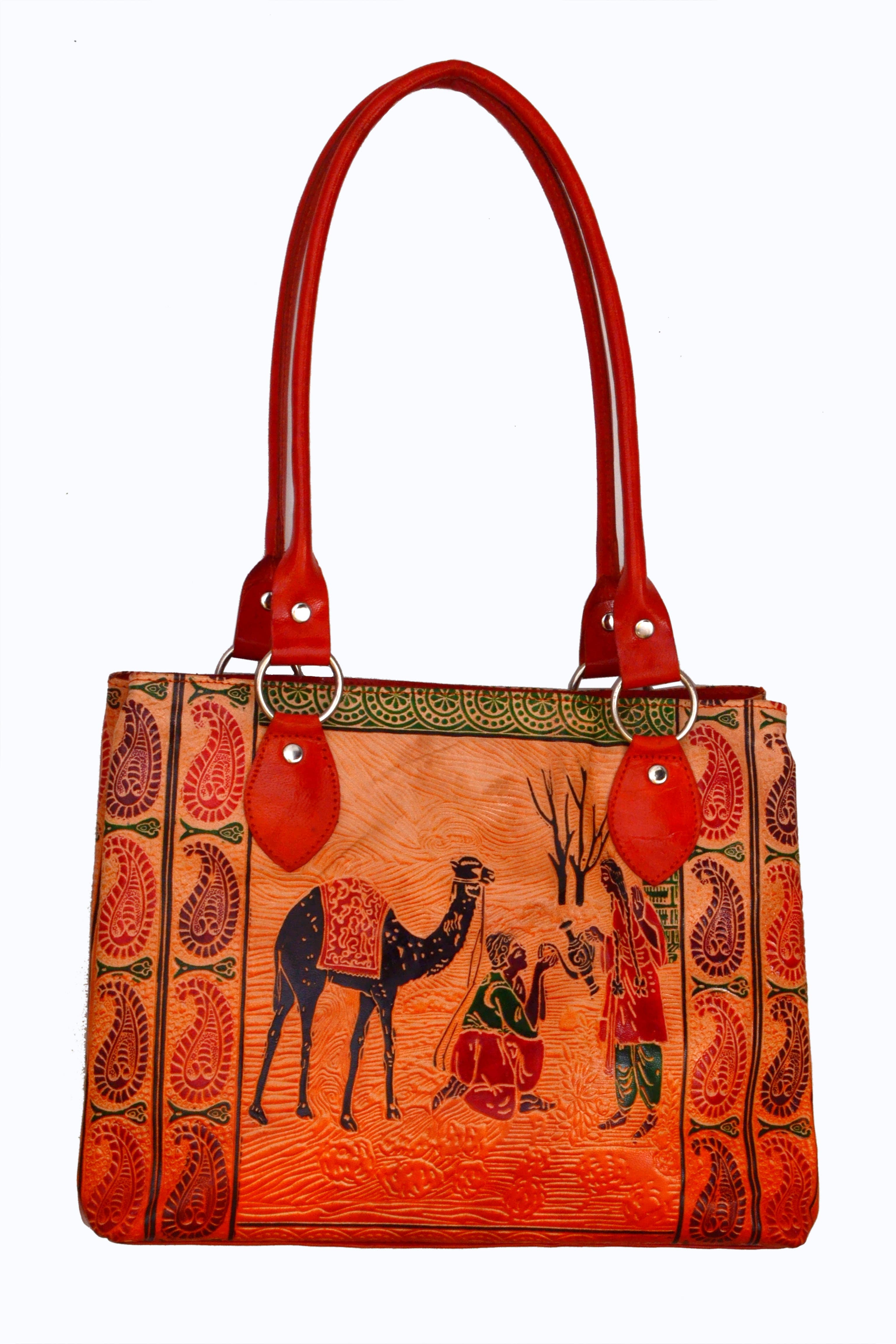 ZINT Hand Tooled Painted Pure Leather Shantiniketan Ethnic Boho Women’s Shoulder Purse Handbag thumbnail 3