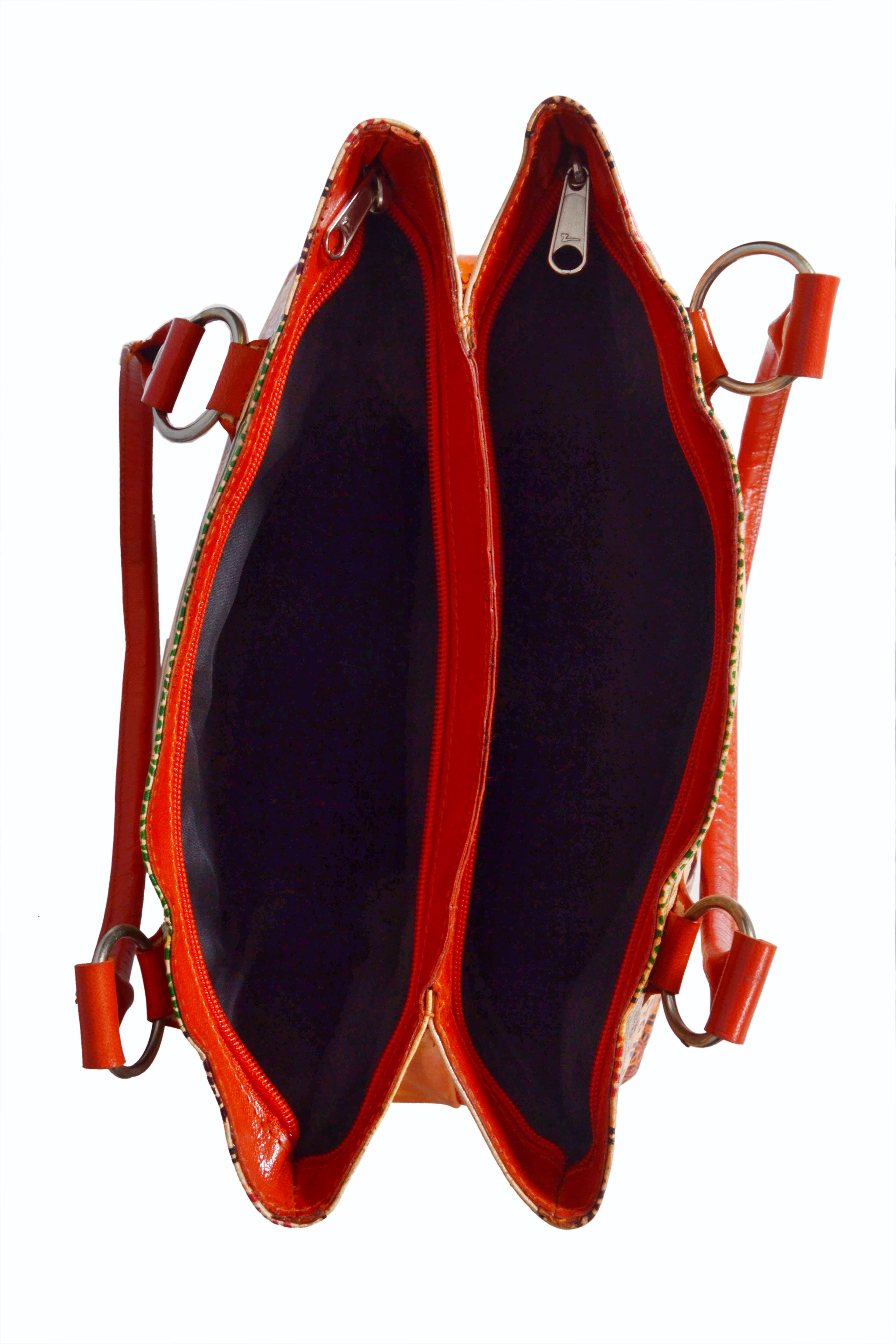 ZINT Hand Tooled Painted Pure Leather Shantiniketan Ethnic Boho Women’s Shoulder Purse Handbag thumbnail 2