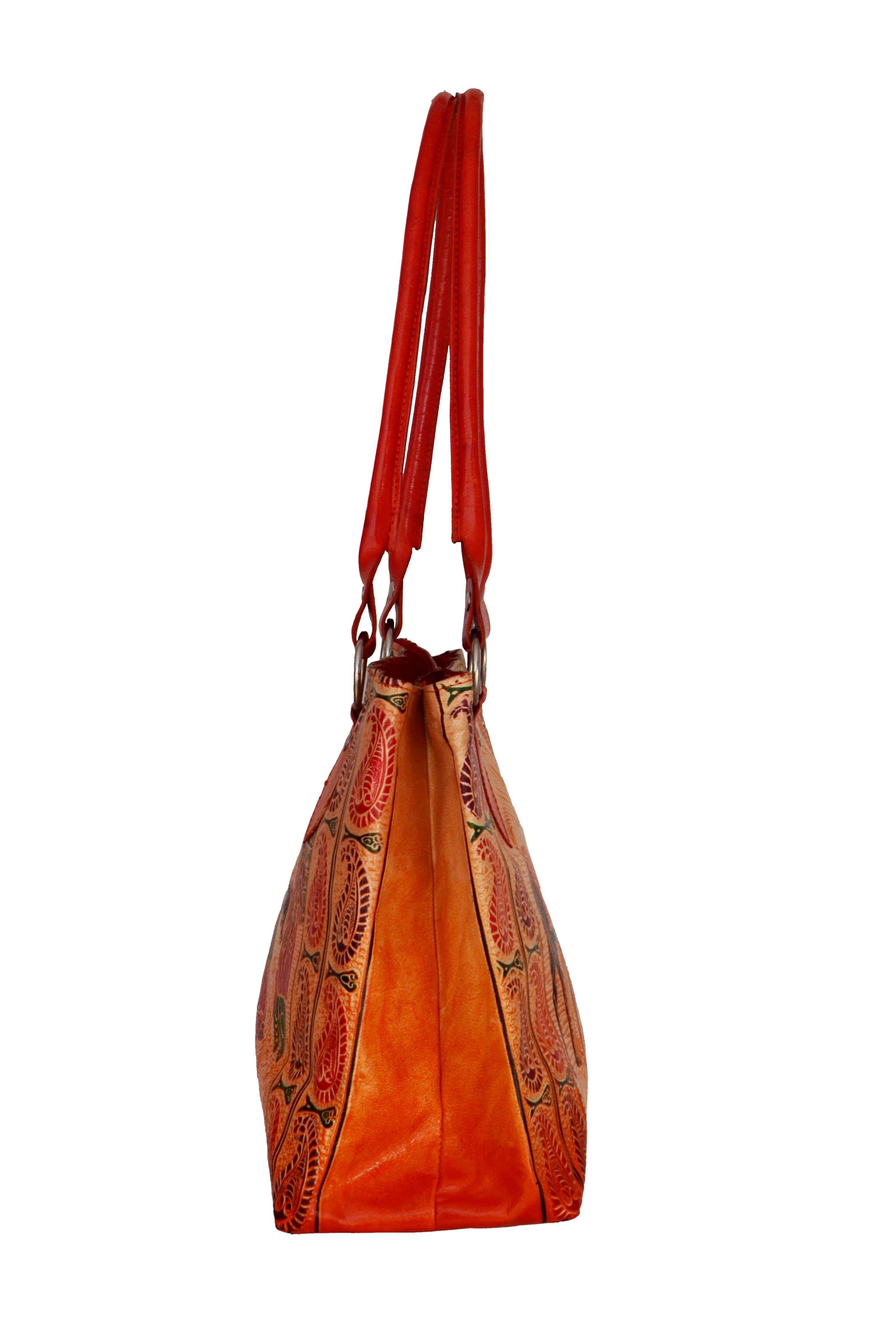 ZINT Hand Tooled Painted Pure Leather Shantiniketan Ethnic Boho Women’s Shoulder Purse Handbag thumbnail 4