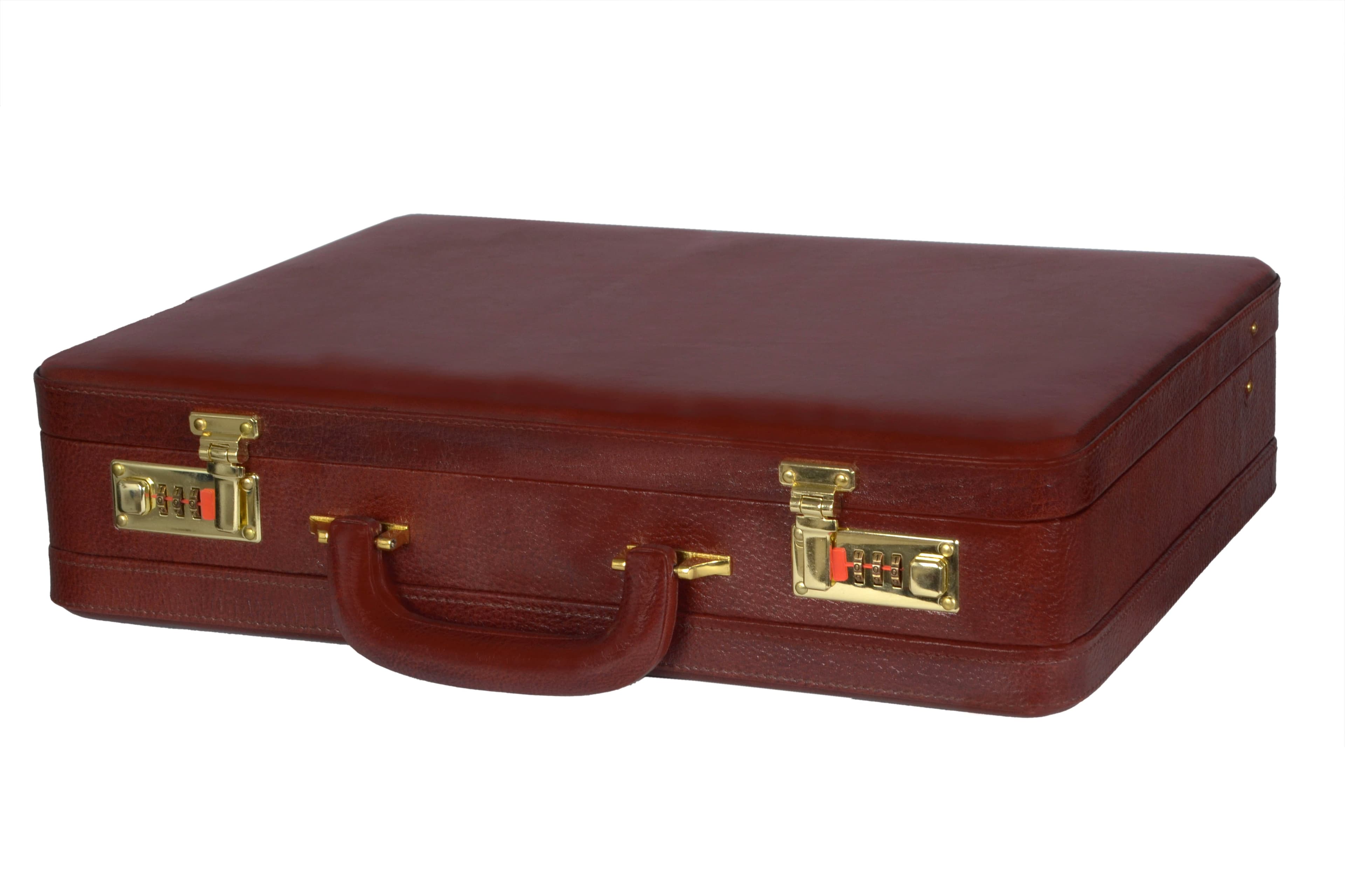 Zint Genuine Leather Men Hard Expandable Briefcase Vintage Style thumbnail 2