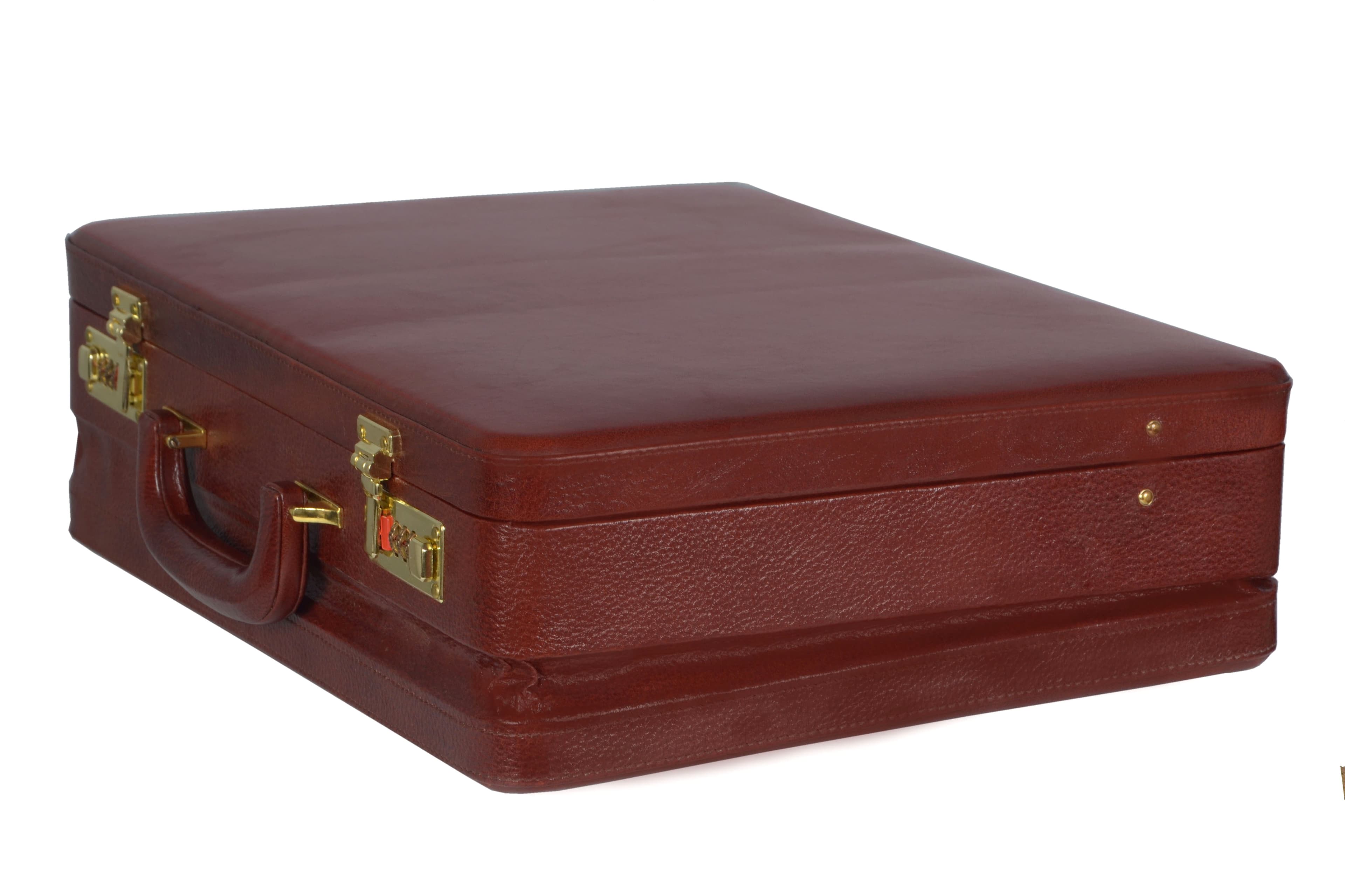 Zint Genuine Leather Men Hard Expandable Briefcase Vintage Style thumbnail 3
