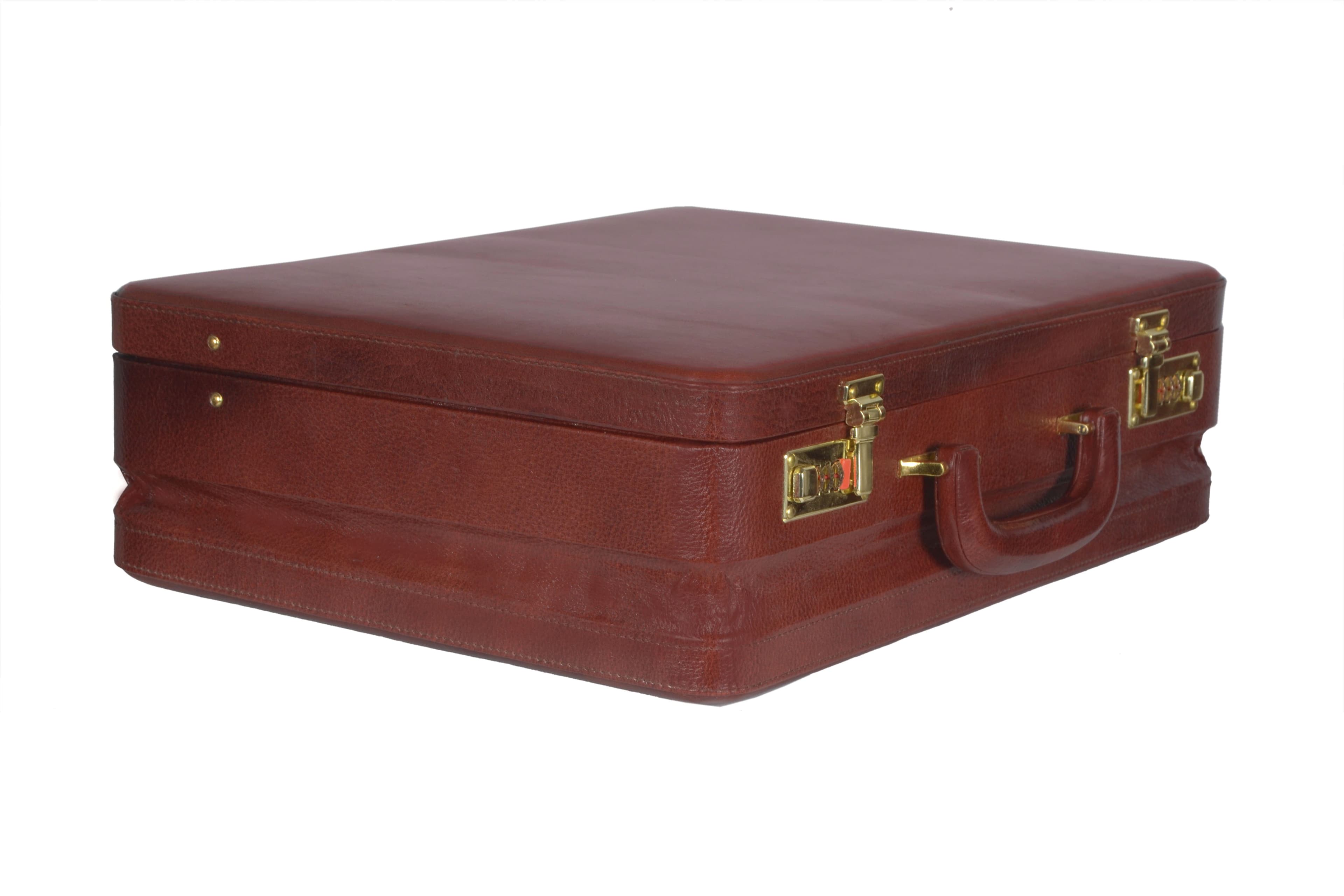 Zint Genuine Leather Men Hard Expandable Briefcase Vintage Style thumbnail 4