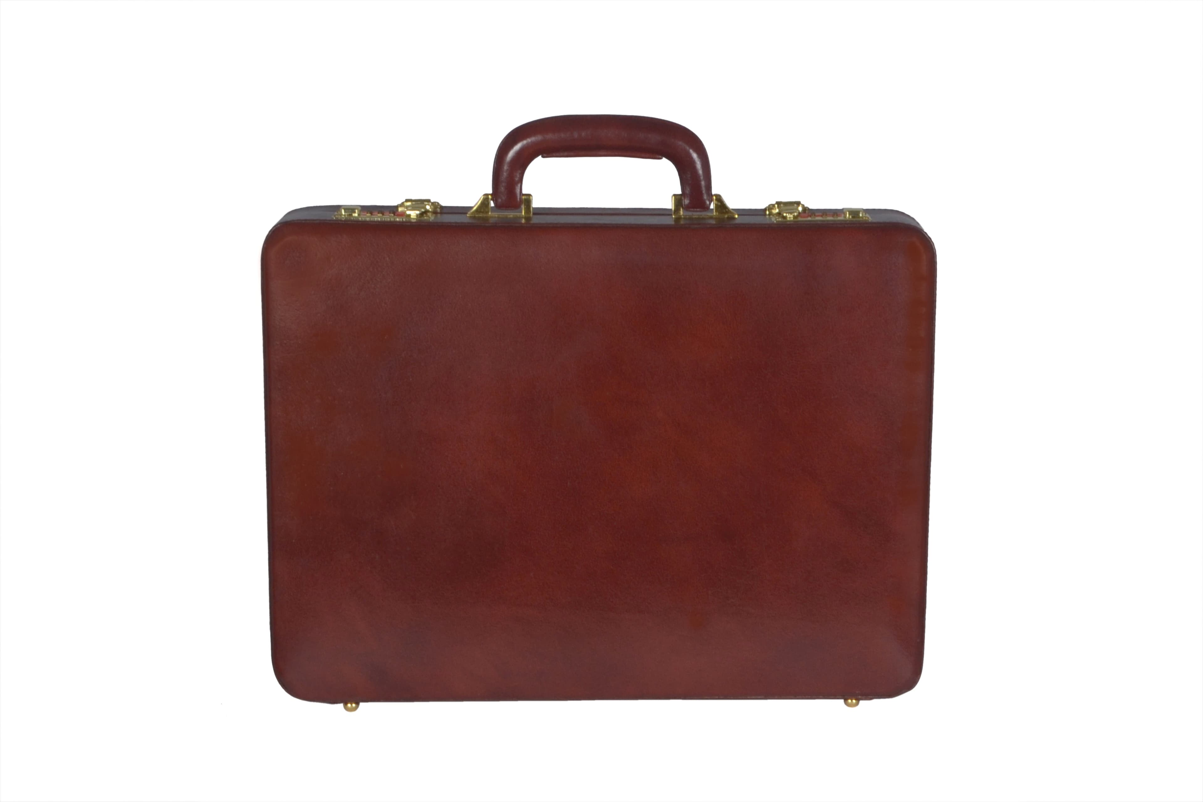 ZINT Brown Genuine Leather Men Hard Briefcase thumbnail 3
