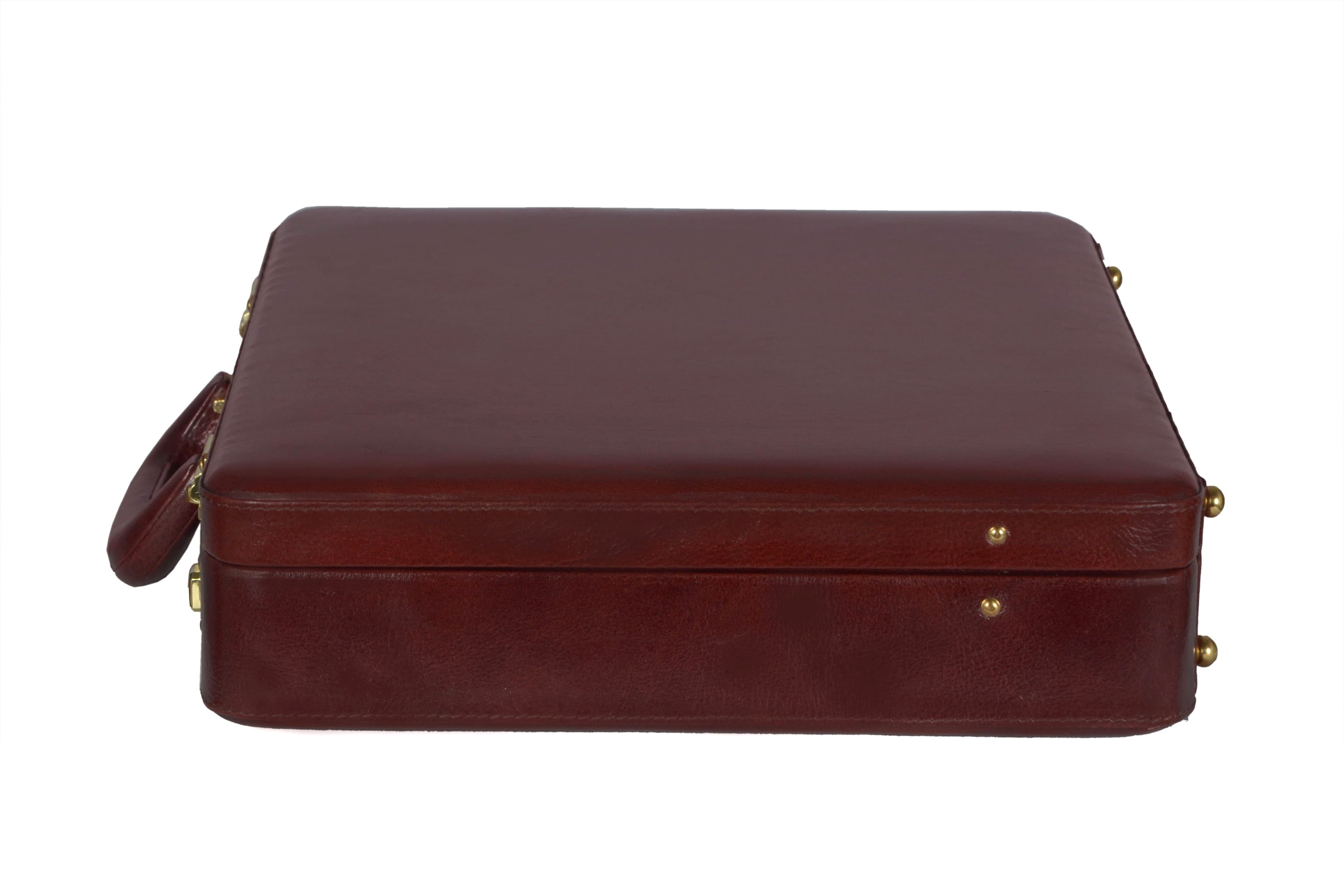 ZINT Brown Genuine Leather Men Hard Briefcase thumbnail 4