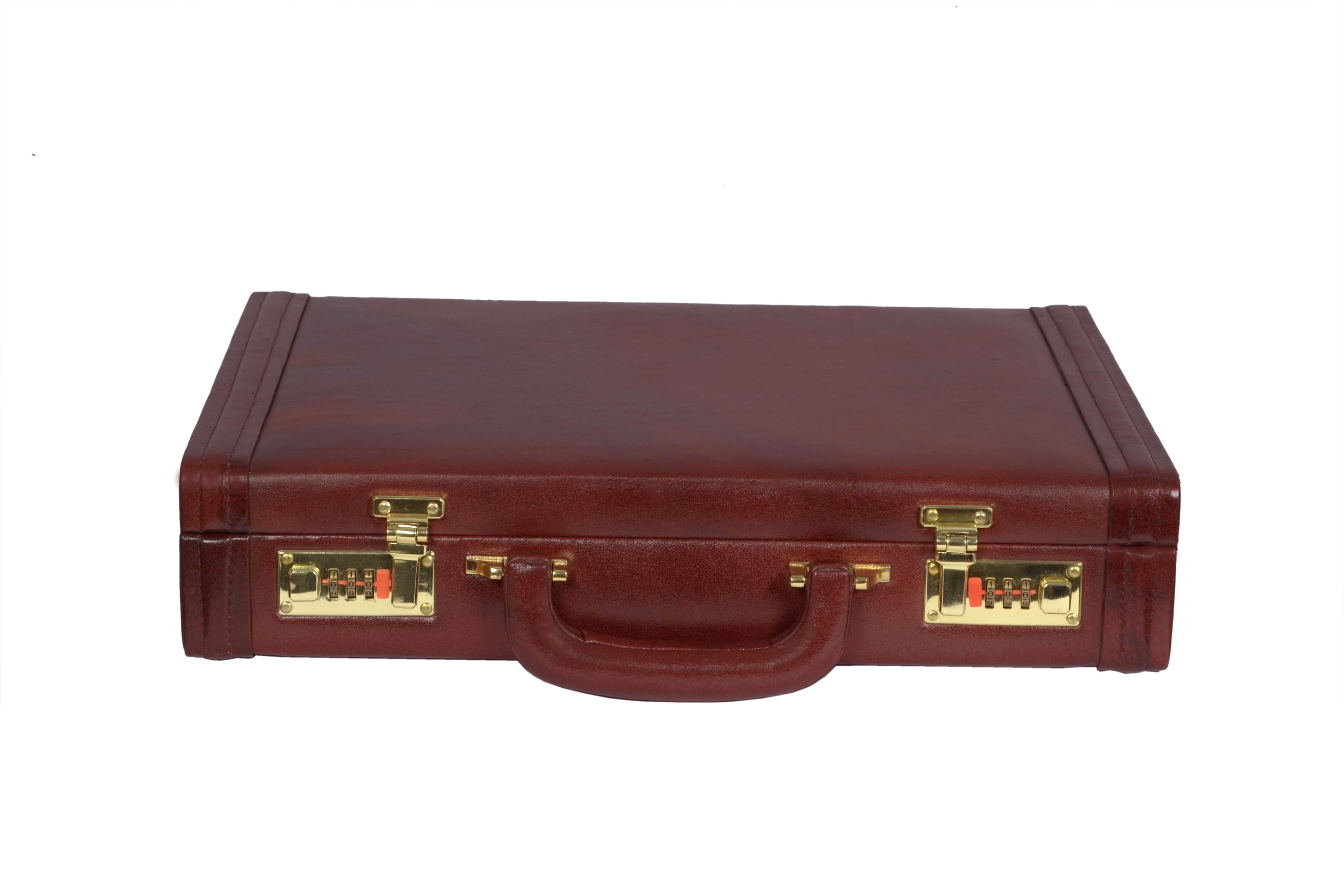 Zint Men Genuine Leather Hard Briefcase Vintage Style