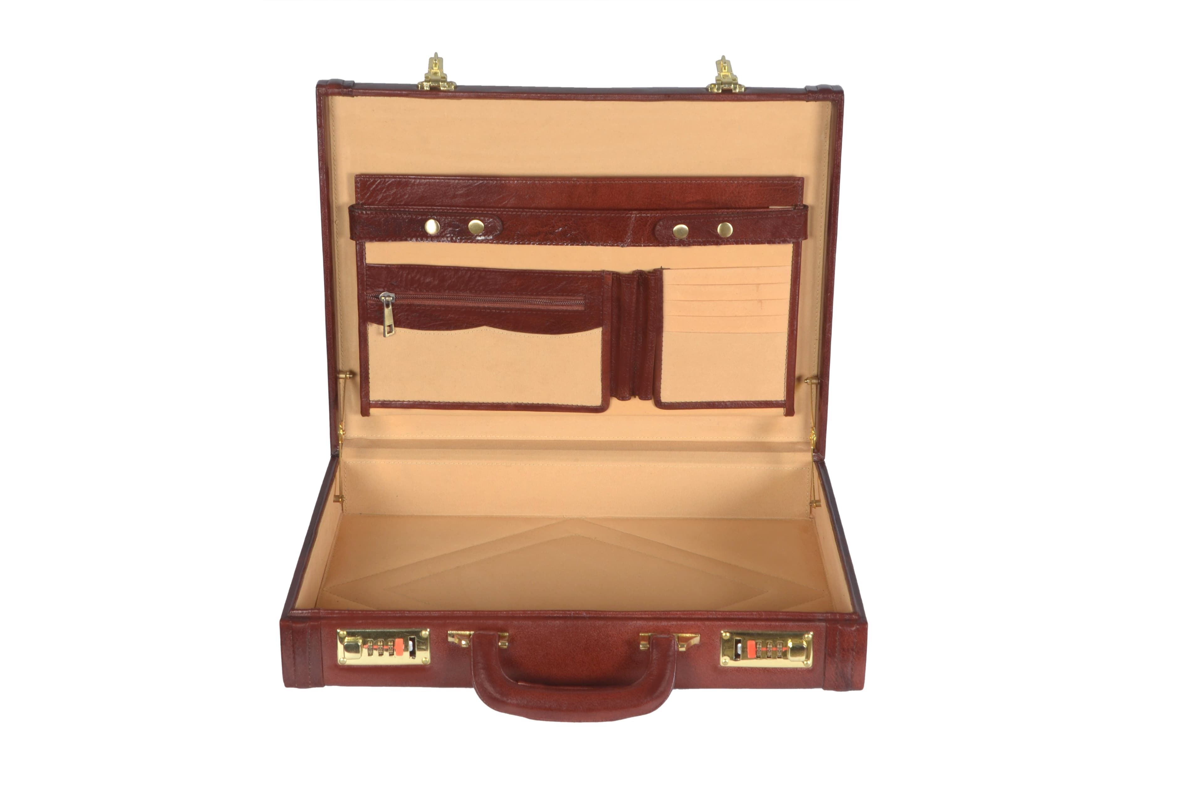 Zint Men Genuine Leather Hard Briefcase Vintage Style thumbnail 2