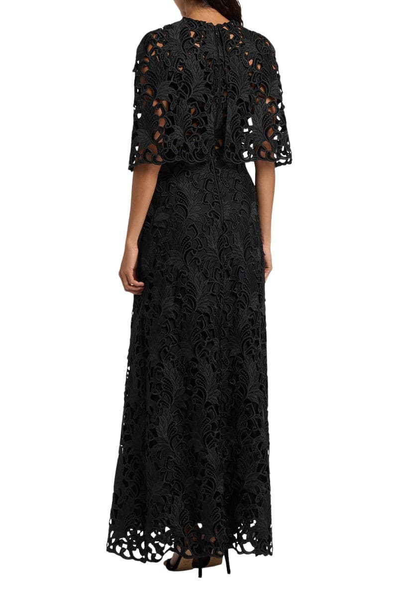 Black Embroidered Velvet Gown