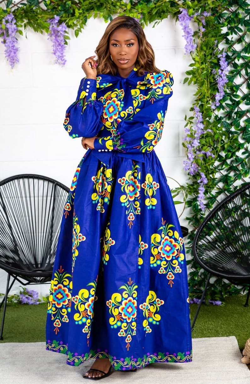 Floral Pussybow Maxi Dress