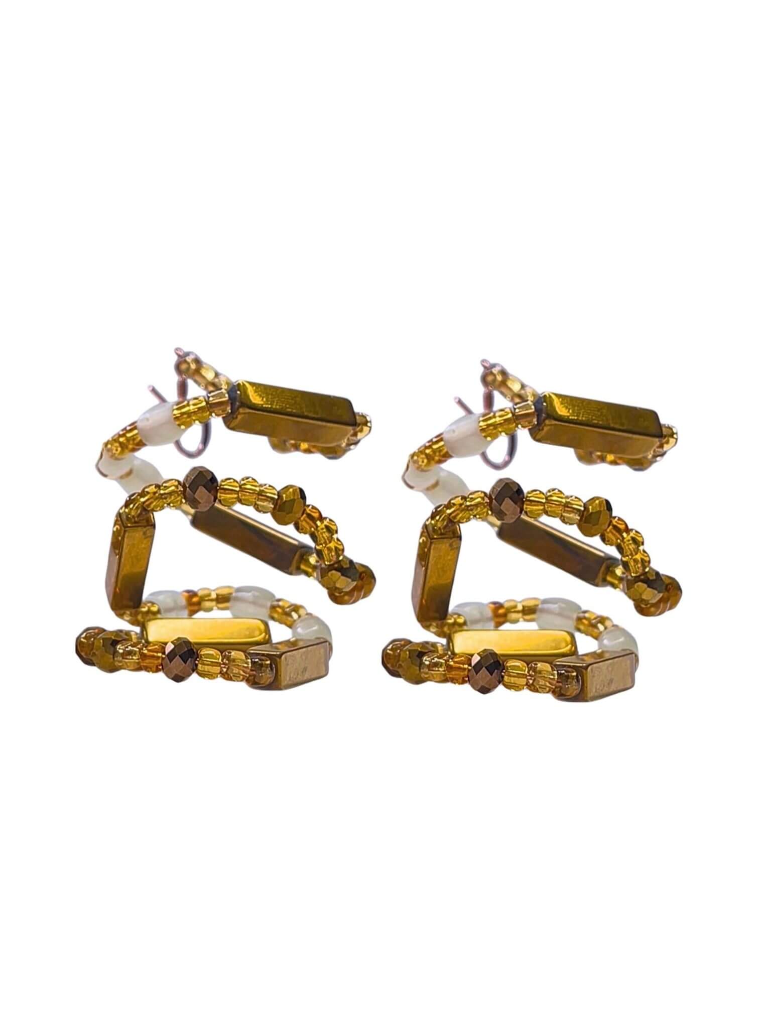 Modern Natured Gold Glass Earrings