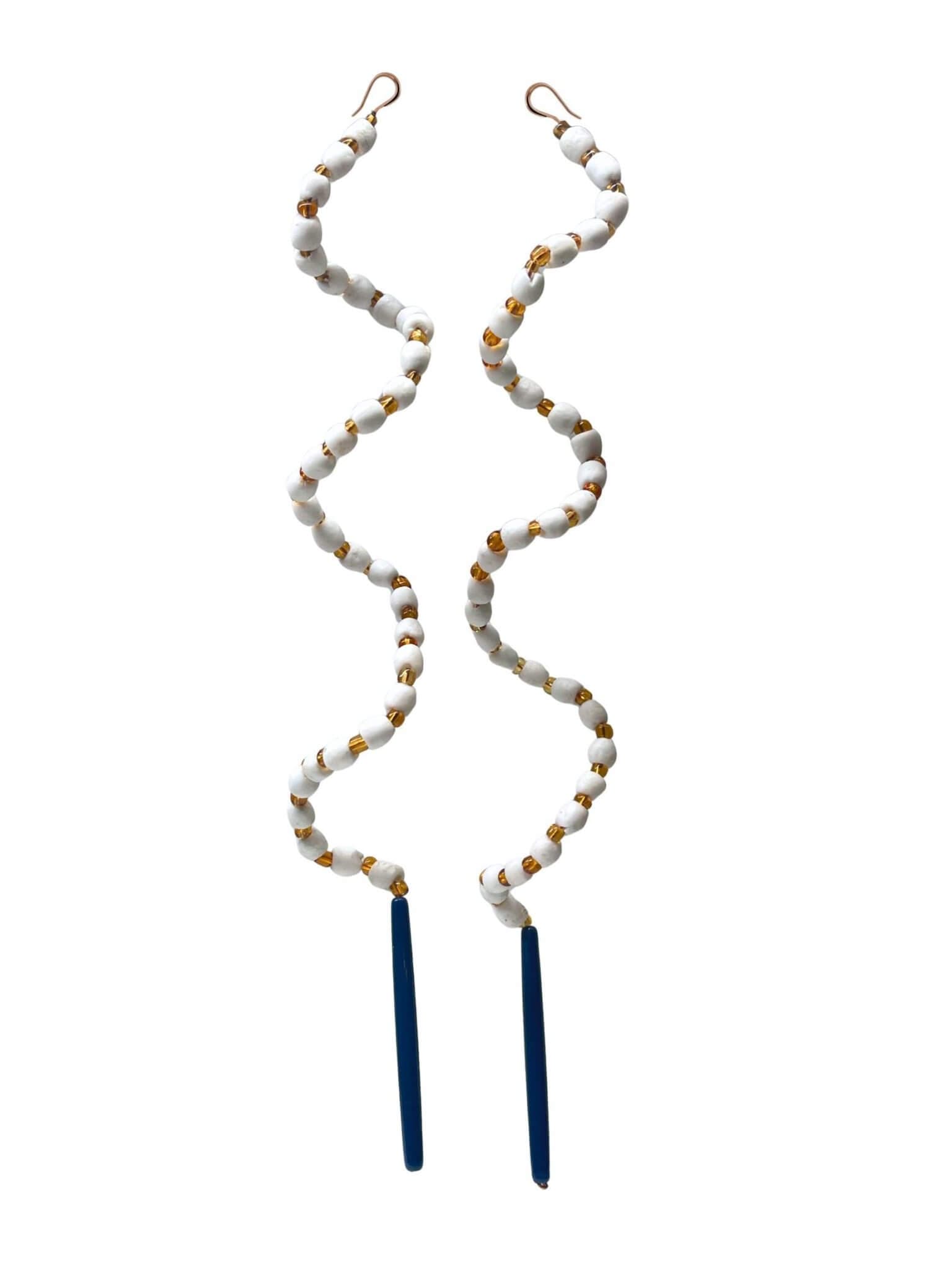 Modern Natured White Glass Earrings