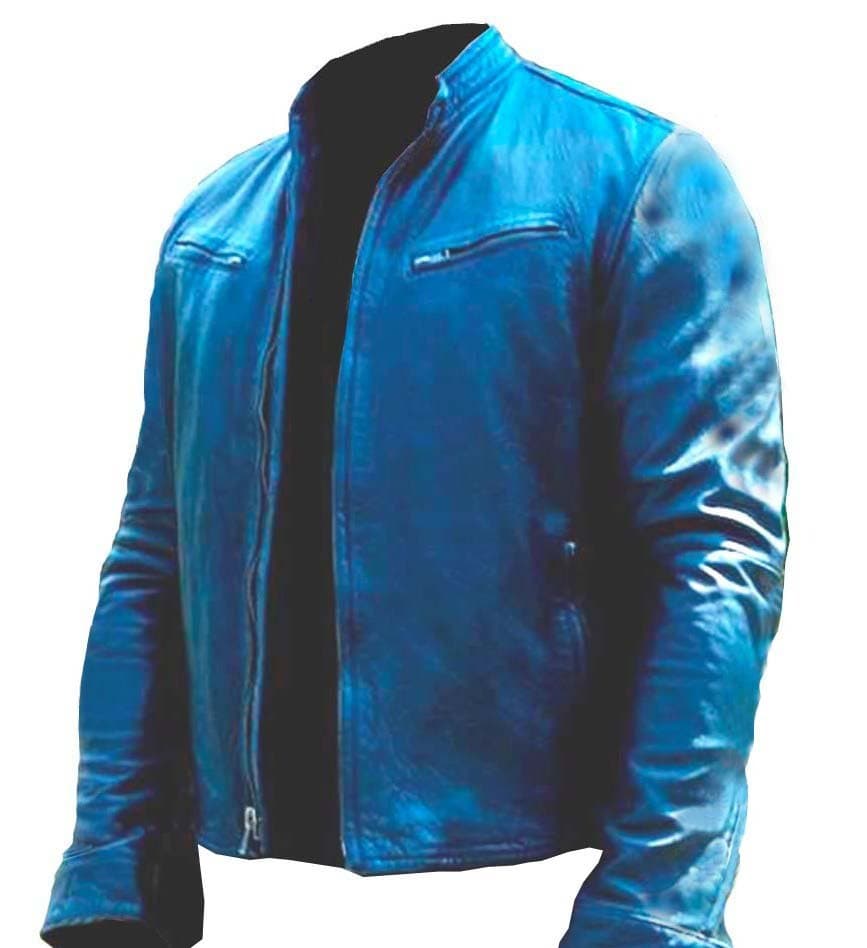 Fast And Furious 7 Vin Diesel Navy Blue Leather Jacket