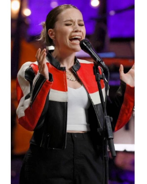 The Voice Season 29 Syd Millevoi Black And Red Leather Biker Jacket