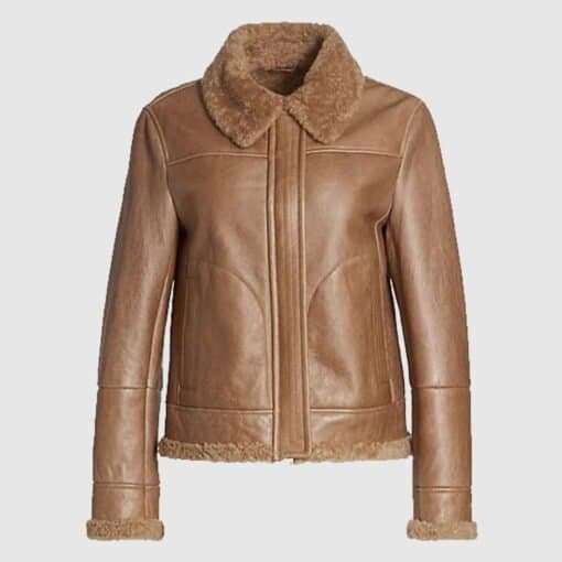 Monica Shearling Fur Lined Brown Jacket