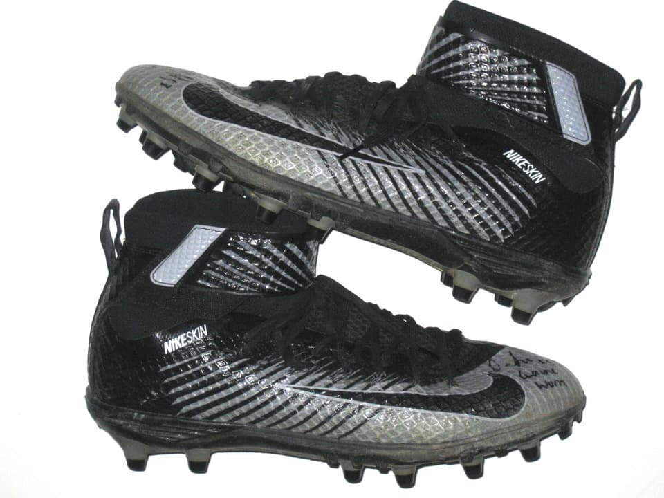 Deon Simon New York Jets Game Worn & Signed Silver & Black Nike Lunarbeast Elite TD Cleats