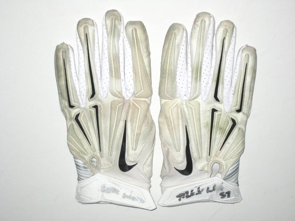 Michael Wilhoite San Francisco 49ers Game Worn & Signed White & Silver Nike Superbad Gloves