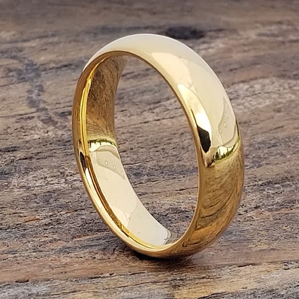 Eclipse Gold Polished Tungsten Rings