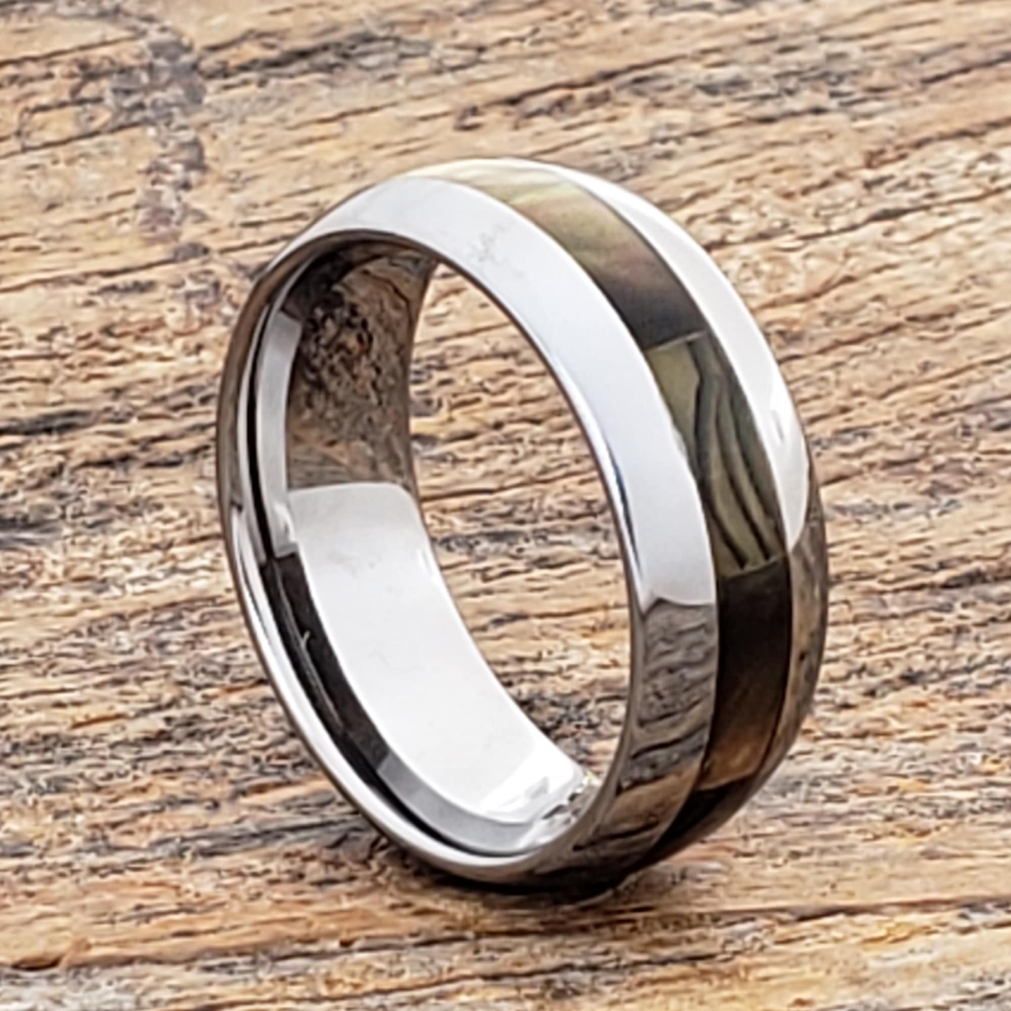 Chivalry Mens Ocean Black Inlay Shell Rings