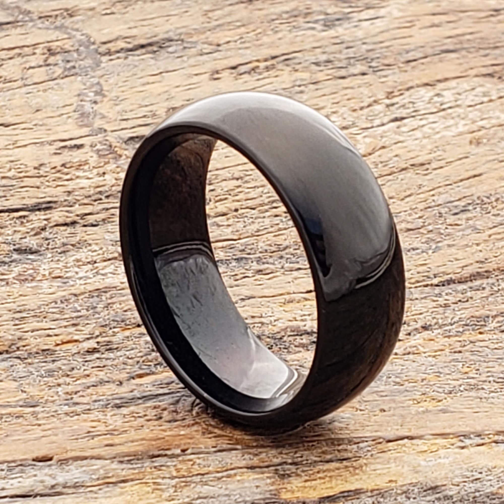 Eclipse Polished Dome Black Tungsten Rings