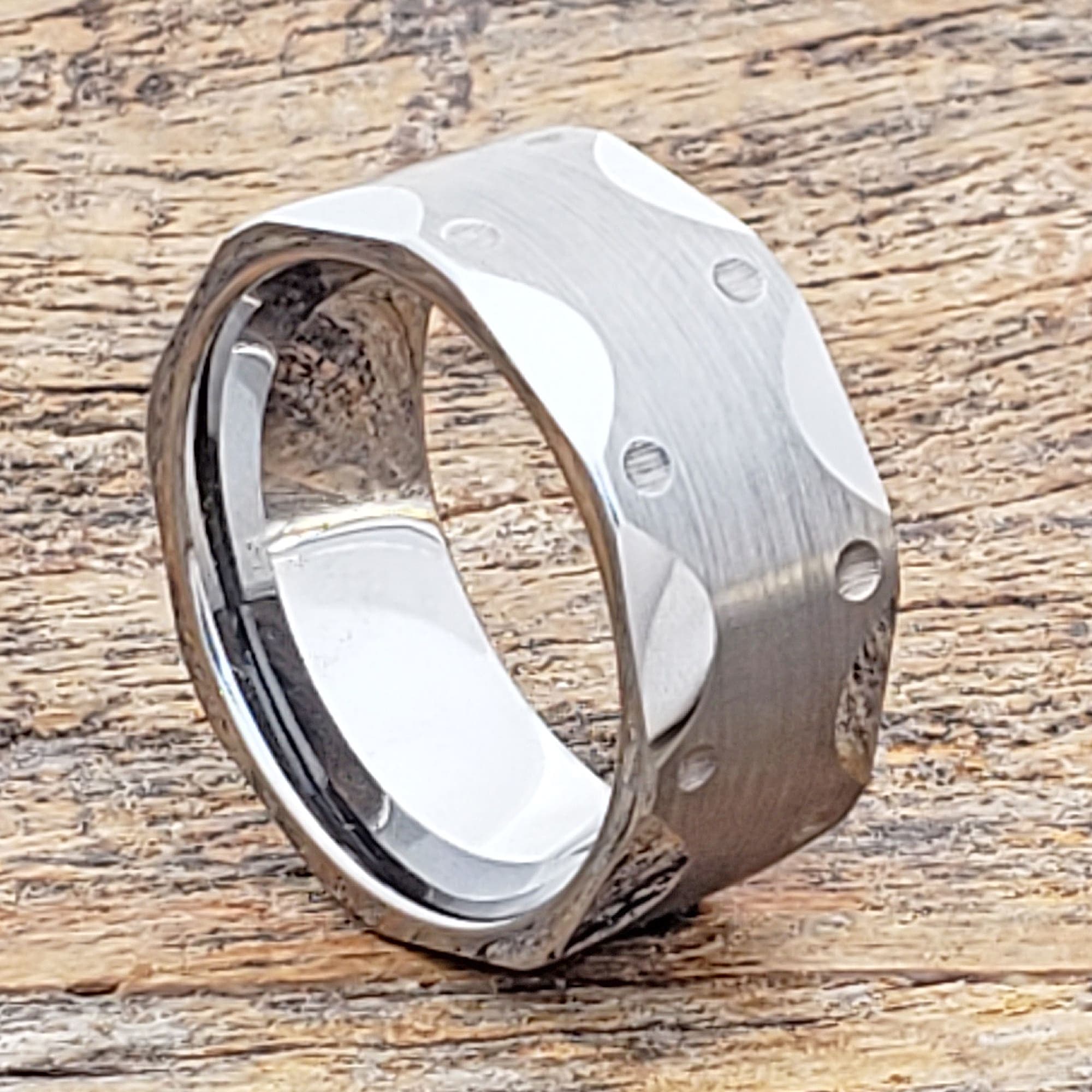 Metropolis Masculine Faceted Tungsten Rings