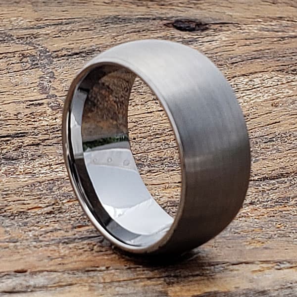 Pegasus Textured Satin Brushed Tungsten Wedding Bands