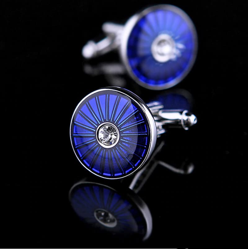 Crystal Round Blue Cufflinks
