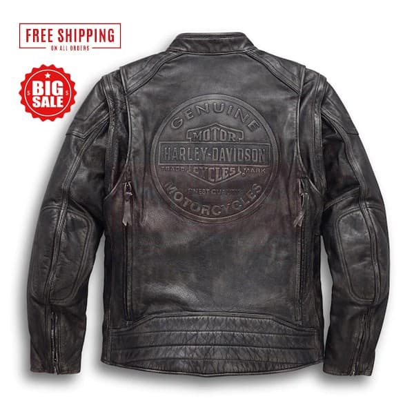 Harley Davidson Men’s Dauntless Convertible Motorcycle Leather Jacket