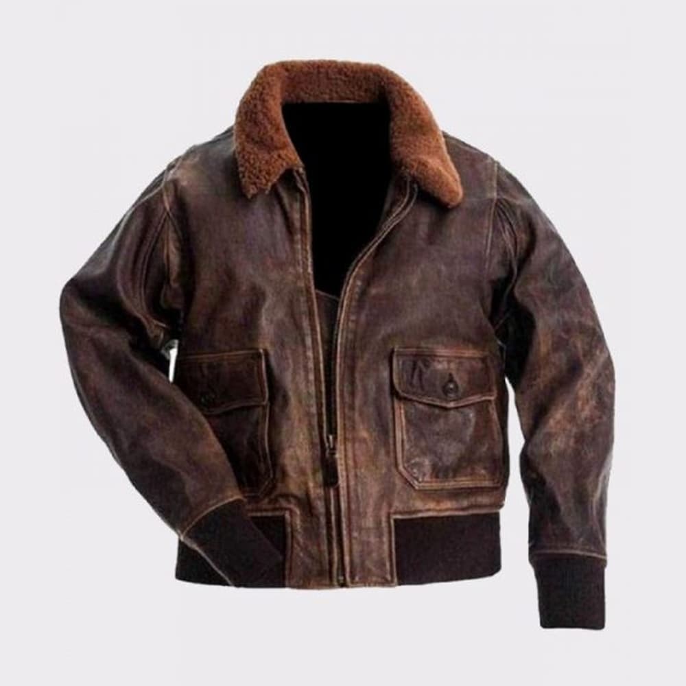 A2 Navy Flight Men Distressed Genuine Brown Leather Jacket